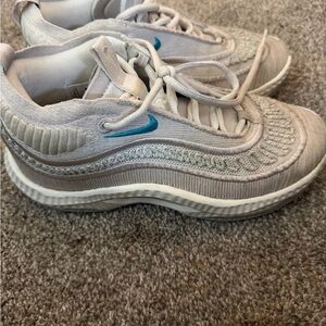 Nike White and Teal Low-Top Textile Sneakers